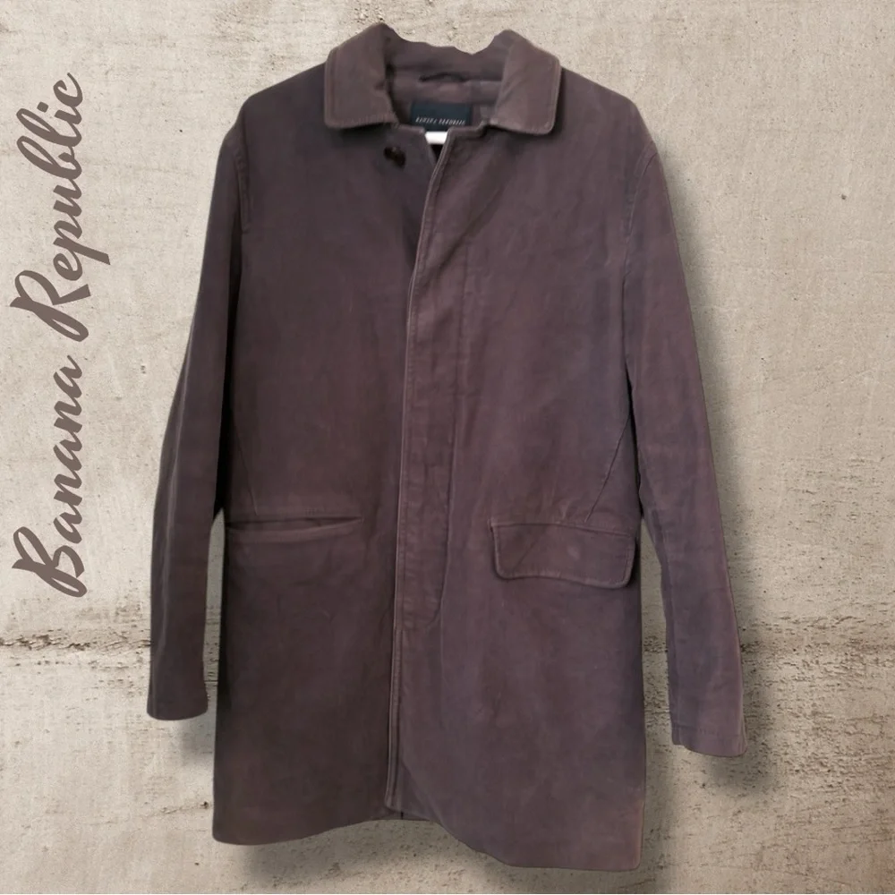 🌺BANANA REPUBLIC BROWN SOFT COTTON CONCEALED BUTTONS FRONT POCKETS TRENCH COAT